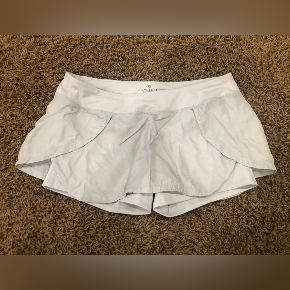 Athleta tennis running skirt with built in shorts size small light gray silver